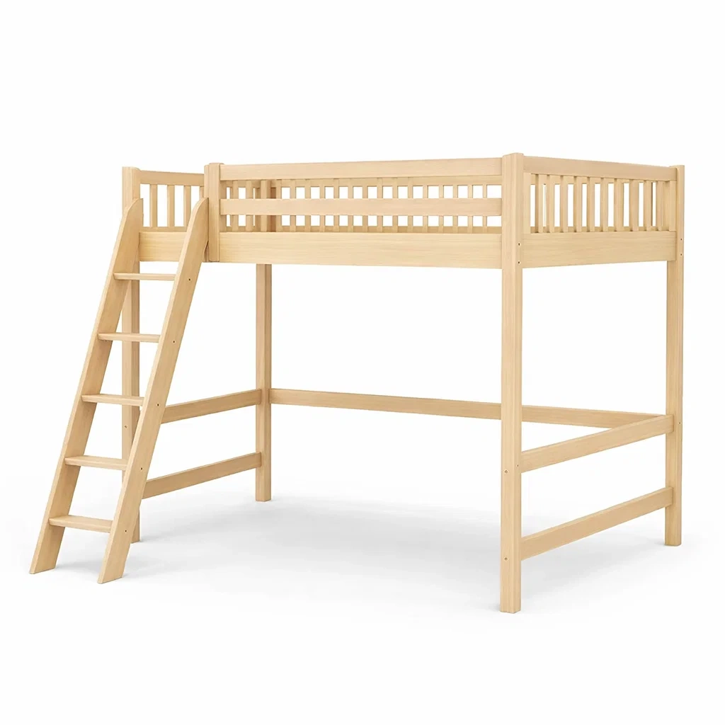 Lit mezzanine en bois de pin avec échelle inclinée 200x90 cm-DREAMVI Benest