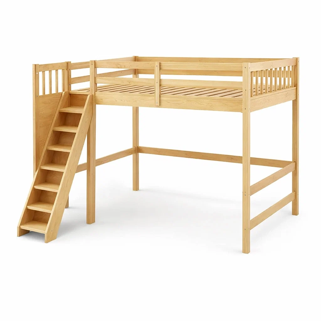 Lit mezzanine en bois avec échelle-DREAMVI Benest