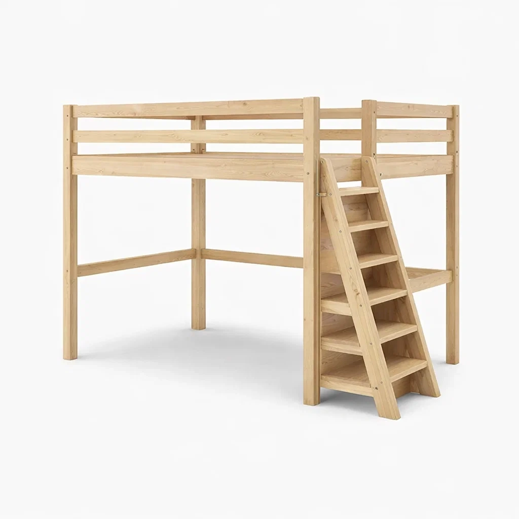 Lit mezzanine en bois avec échelle intégrée-DREAMVI Benest