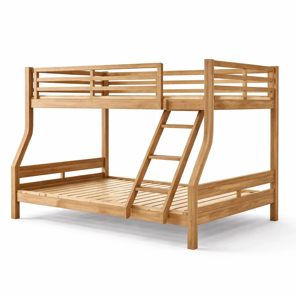 Lit superposé en chêne pour enfants avec échelle inclinée-DREAMVI Benest
