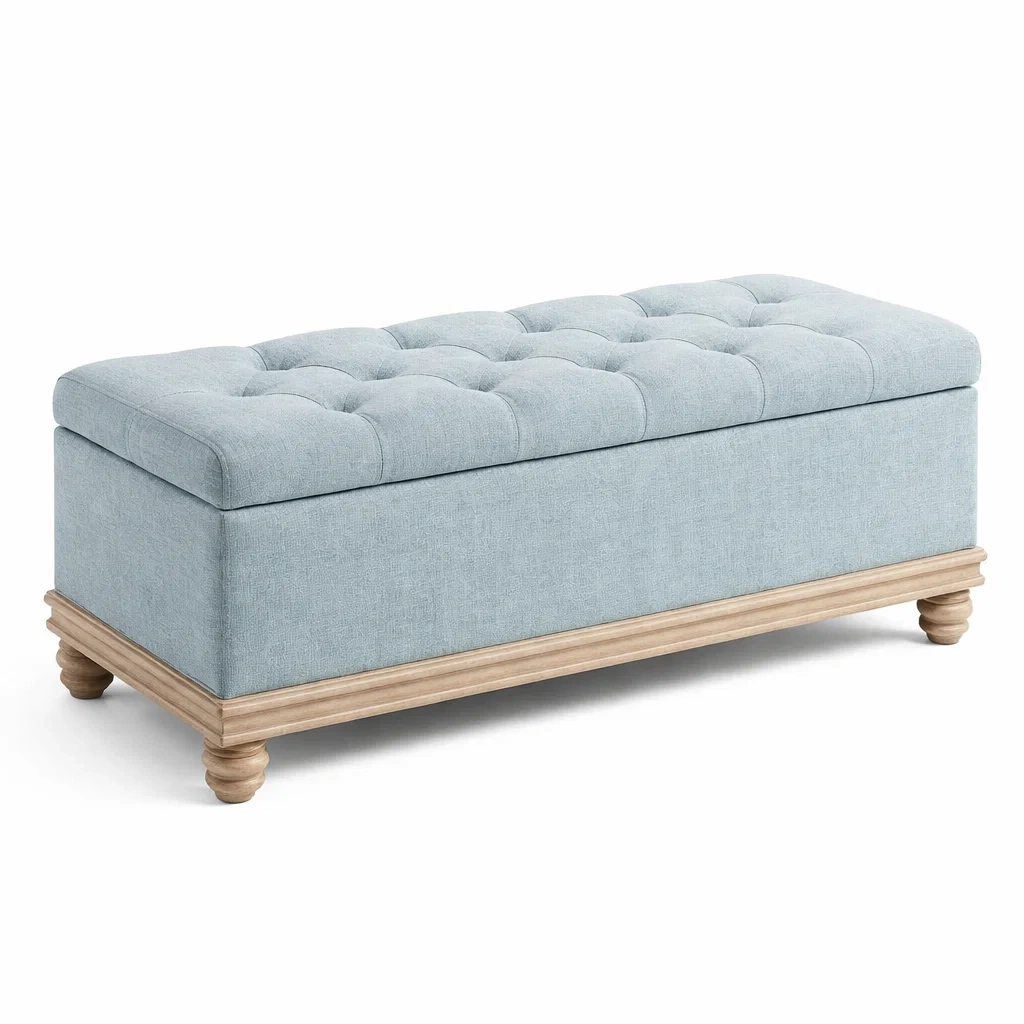 Banc de rangement en bois et tissu 120x40x45 cm-DREAMVI Benest