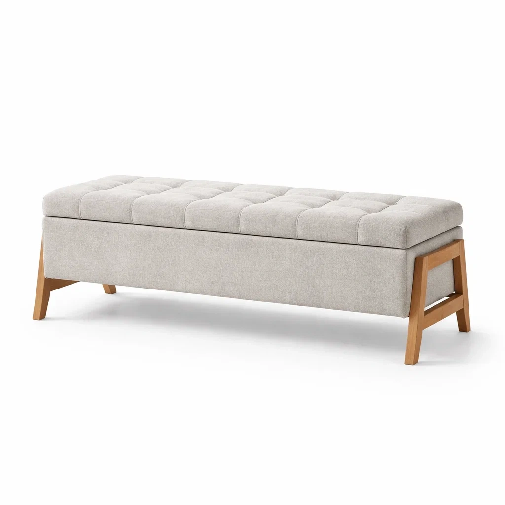 Banc de rangement en polyester avec pieds en bois-DREAMVI Benest