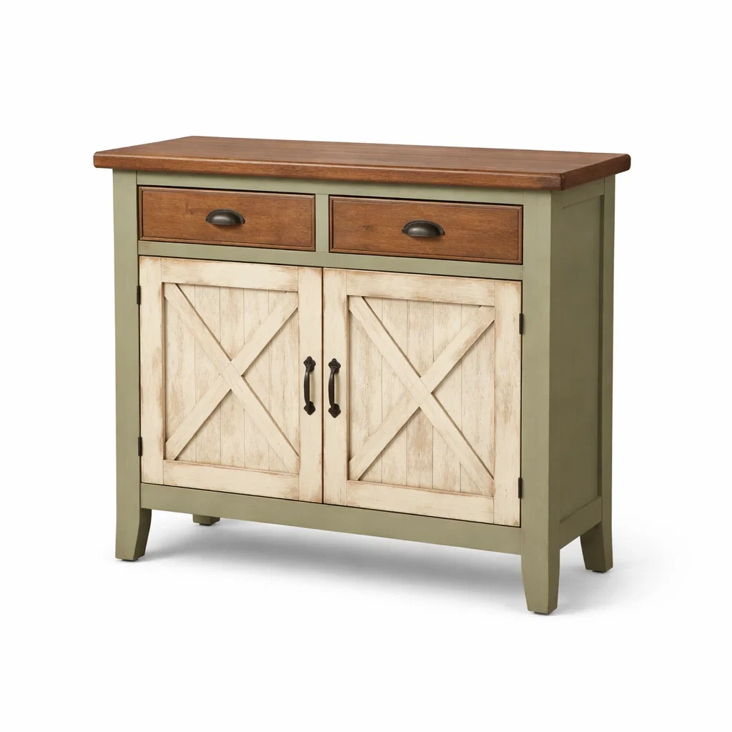 Buffet en bois avec tiroirs et portes croisées-DREAMVI Benest