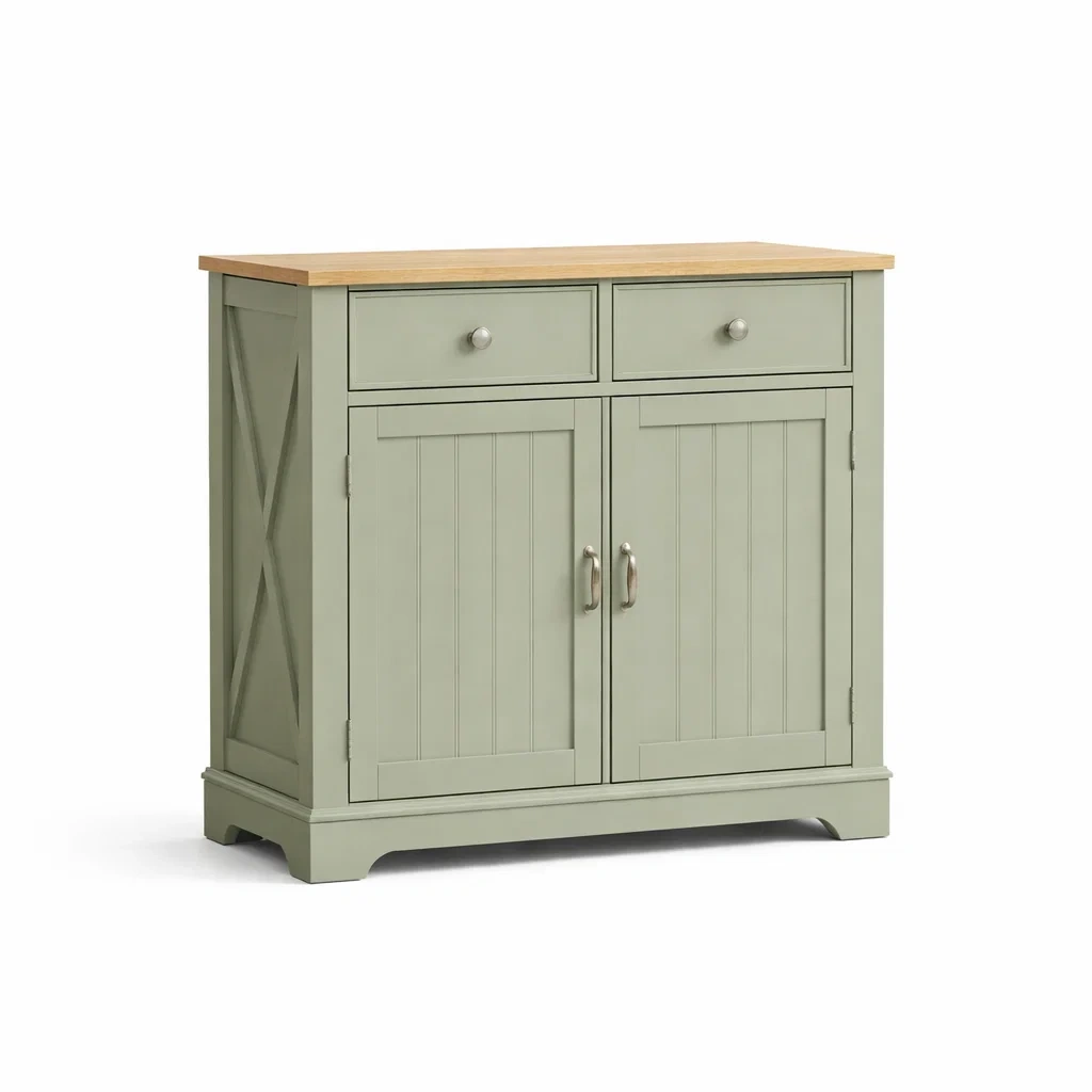 Buffet 2 Portes 2 Tiroirs en Bois et MDF Vert-DREAMVI Benest