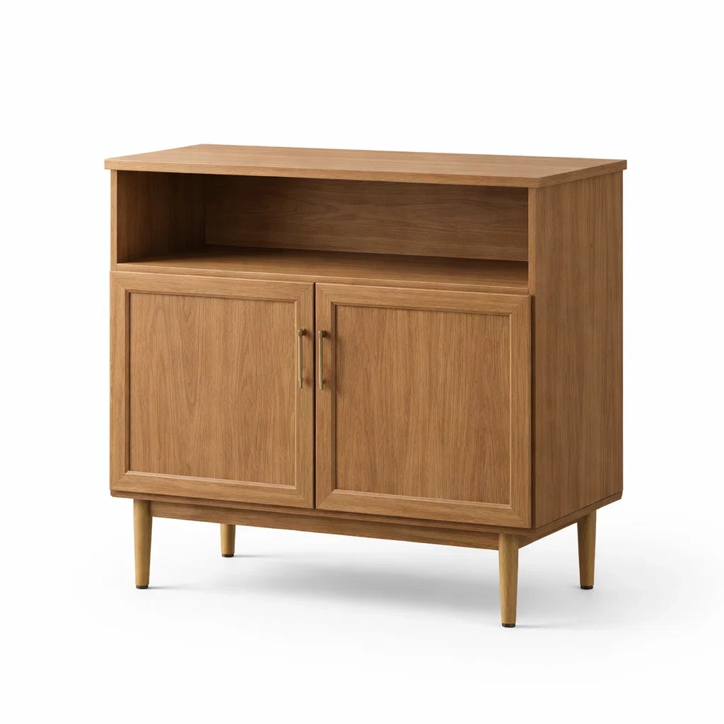Buffet en bois à deux portes avec étagère ouverte-DREAMVI Benest