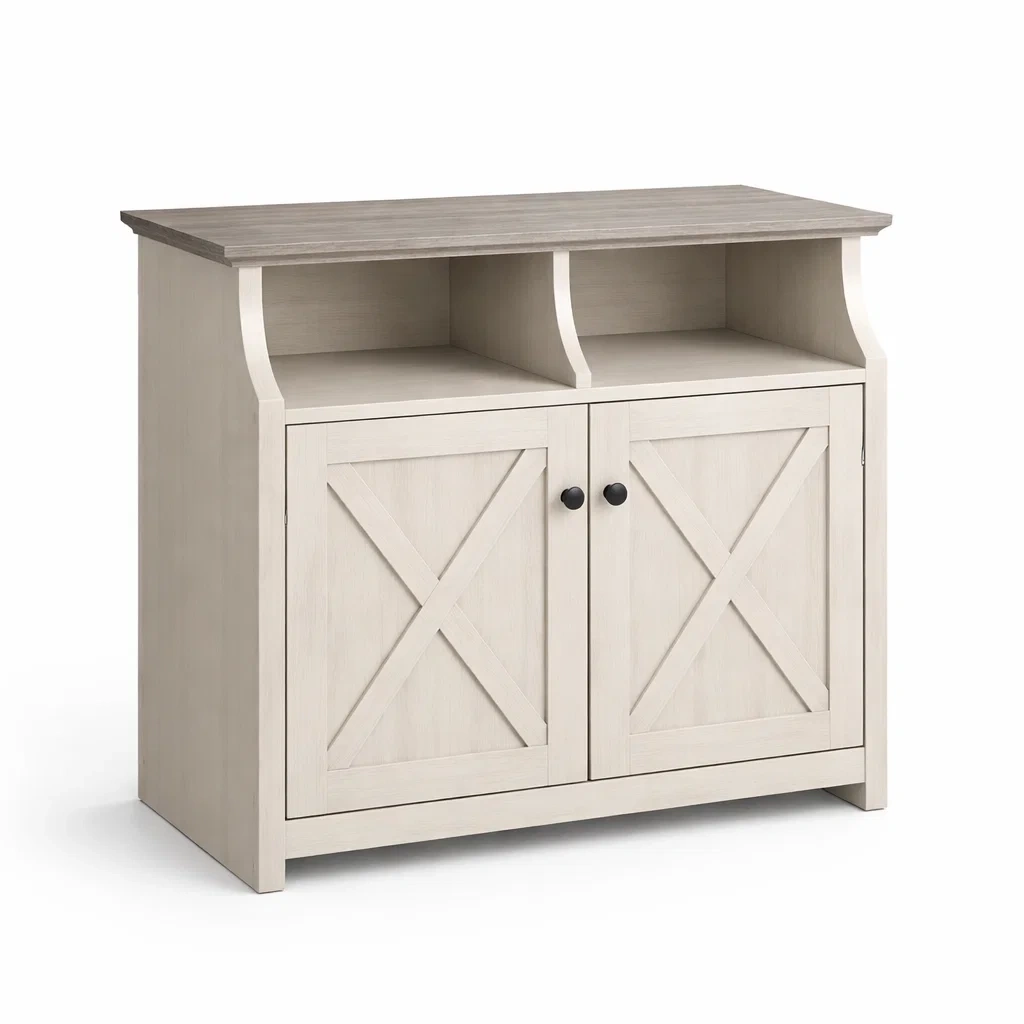 Buffet en bois avec portes croisées et étagères-DREAMVI Benest