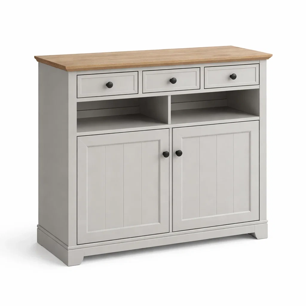 Buffet en bois avec 3 tiroirs et 2 portes Gris/Chêne-DREAMVI Benest