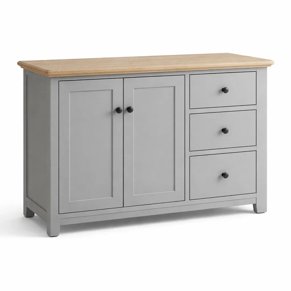 Buffet en Bois avec 3 Tiroirs et 2 Portes Gris et Chêne-DREAMVI Benest