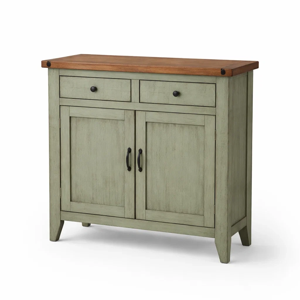 Buffet en bois avec 2 tiroirs et 2 portes Vert/Marron-DREAMVI Benest