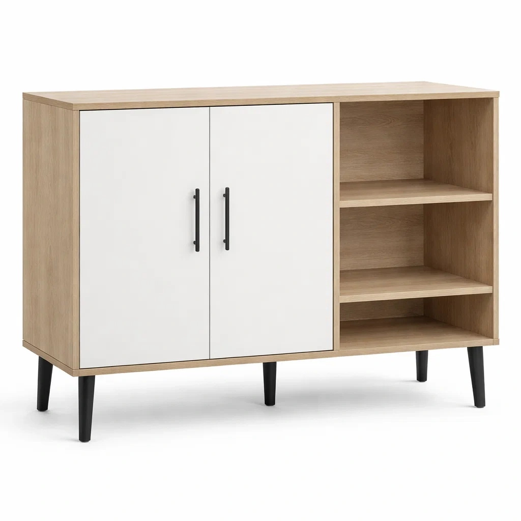 Buffet en bois et métal avec deux portes et trois étagères-DREAMVI Benest