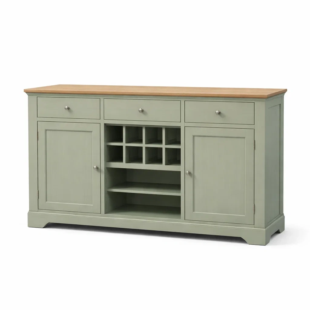 Buffet en bois avec étagères à vin 130x40x85 cm Vert-DREAMVI Benest