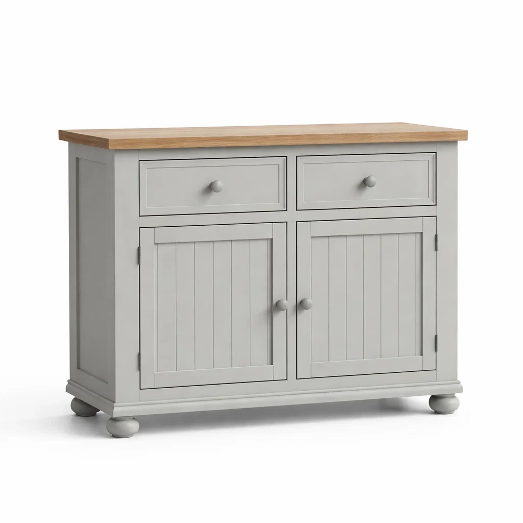 Buffet en Bois Gris avec Plateau en Chêne-DREAMVI Benest
