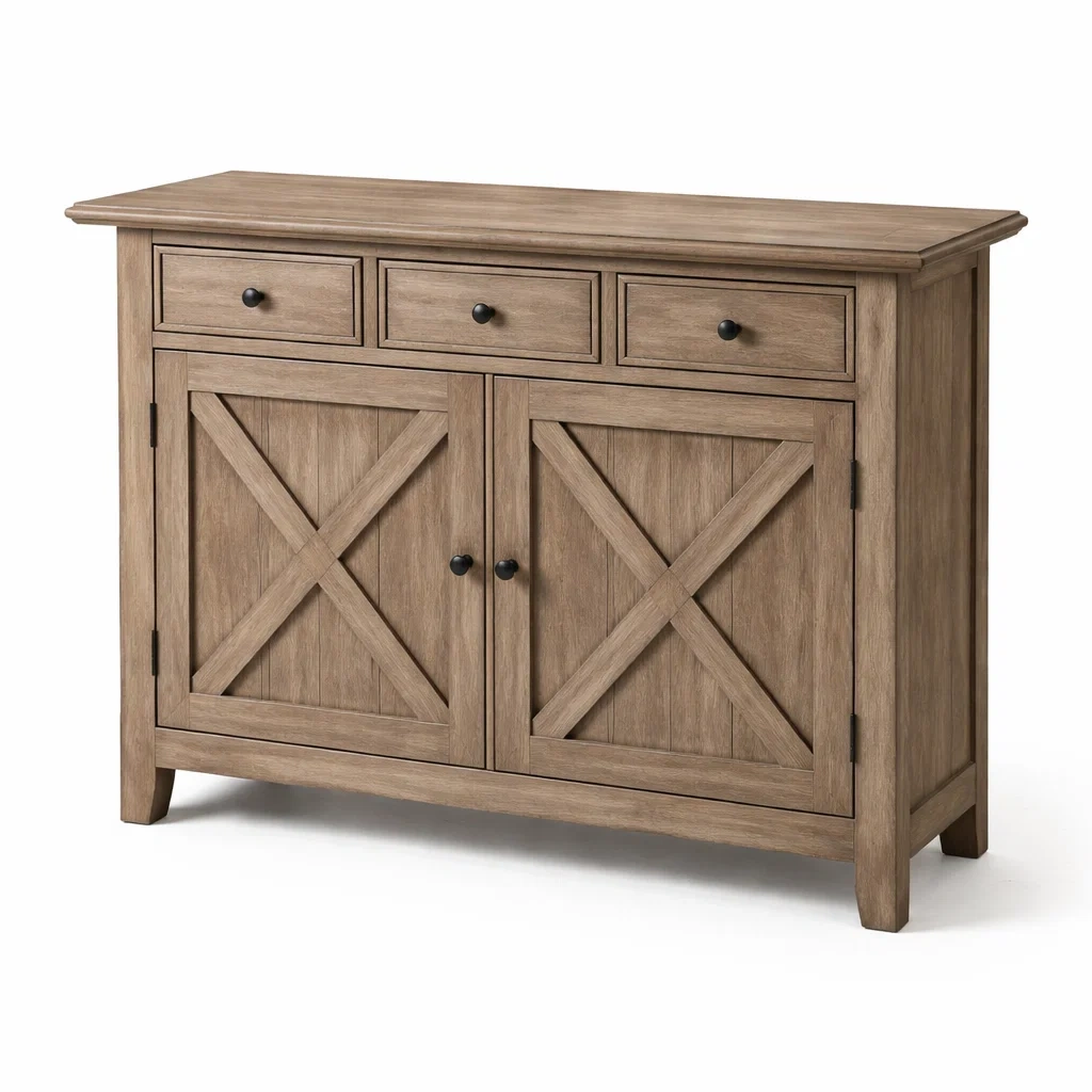 Buffet en bois à 3 tiroirs et 2 portes-DREAMVI Benest