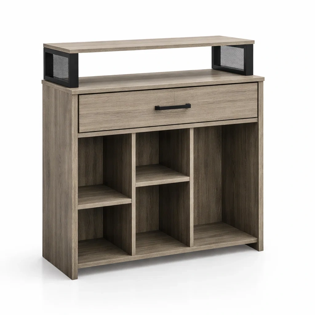 Buffet en bois avec étagères et tiroir en chêne clair-DREAMVI Benest