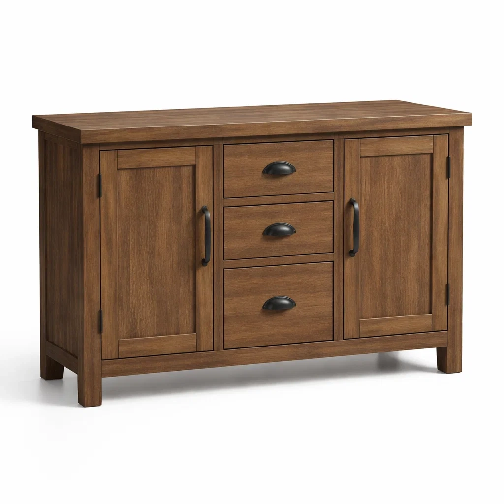 Buffet en bois avec 2 portes et 3 tiroirs Chêne-DREAMVI Benest