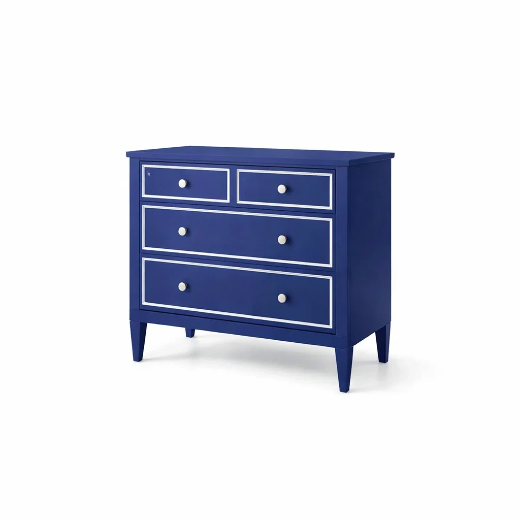 Commode en bois MDF bleu avec 4 tiroirs-DREAMVI Benest
