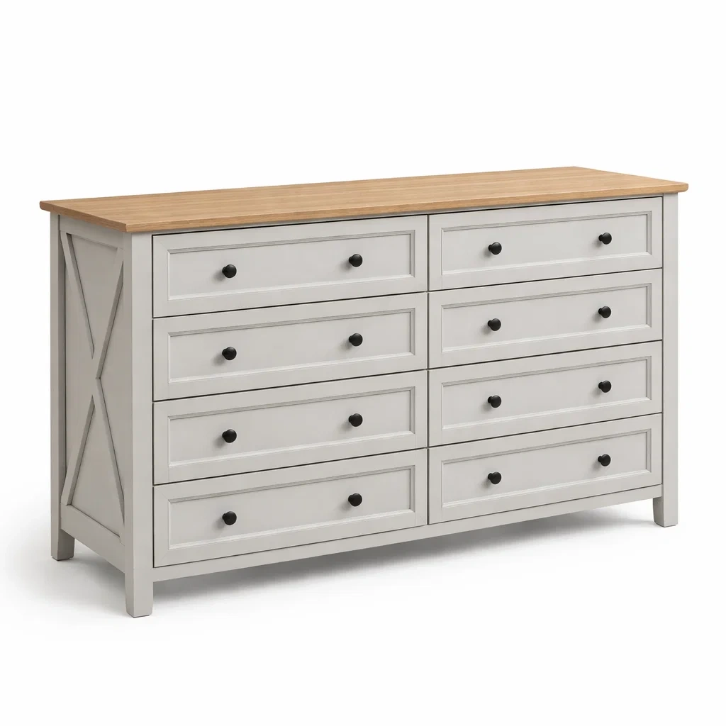 Commode en Bois avec 8 Tiroirs en Gris et Chêne-DREAMVI Benest