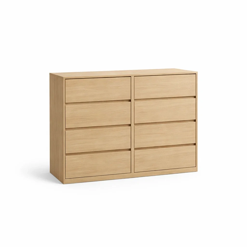 Commode 8 Tiroirs en Bois de Chêne Clair-DREAMVI Benest