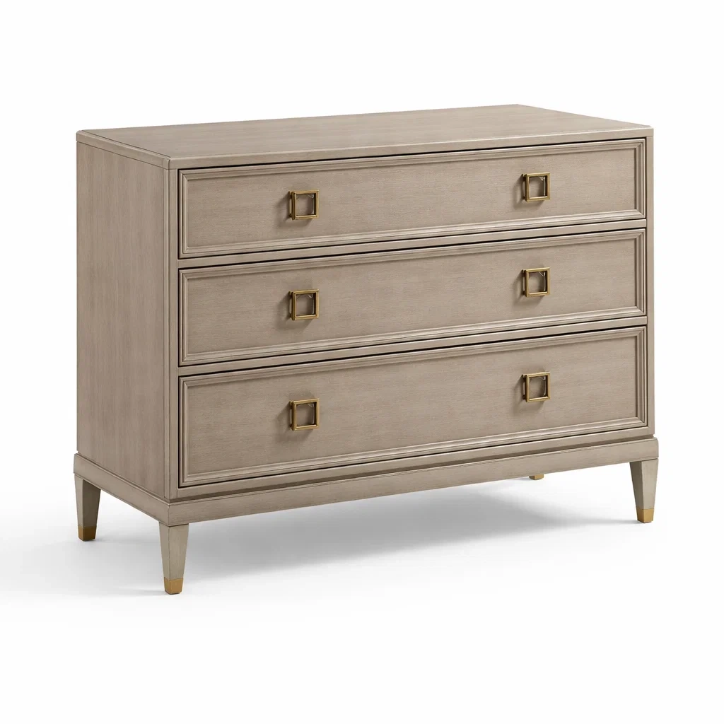 Commode en Bois 3 Tiroirs avec Poignées Dorées-DREAMVI Benest