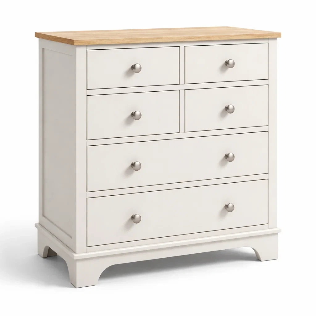 Commode en bois avec plateau en chêne et 6 tiroirs-DREAMVI Benest