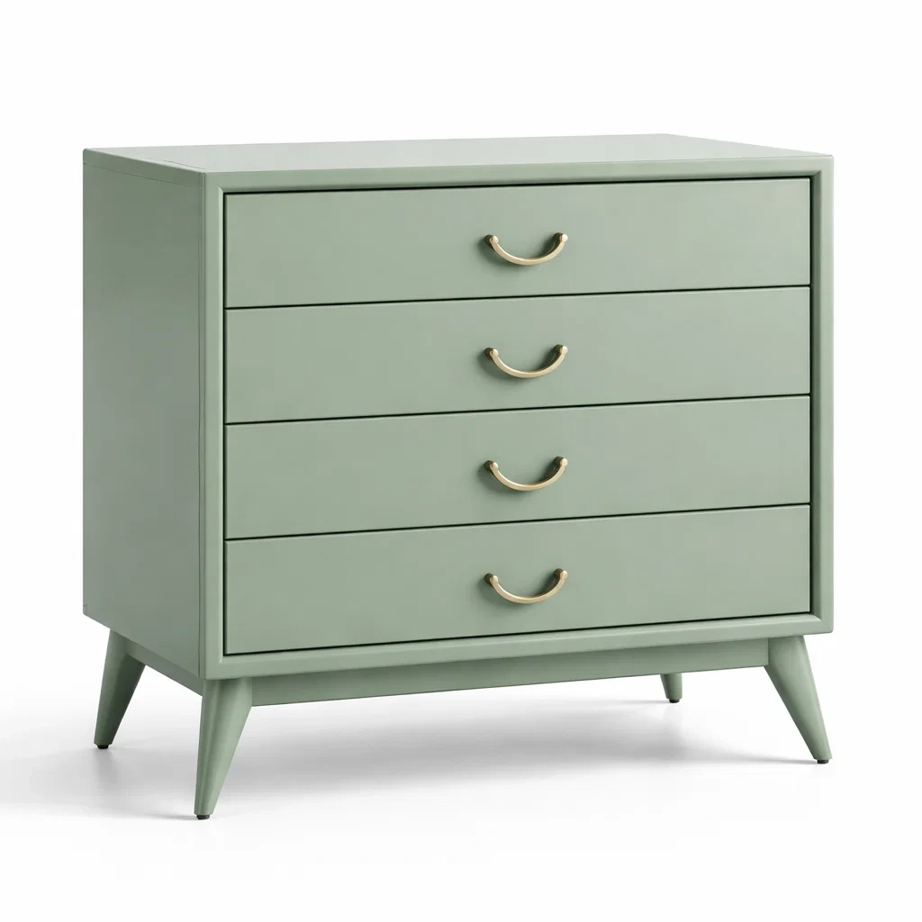 Commode 4 tiroirs bois MDF Vert Sauge-DREAMVI Benest