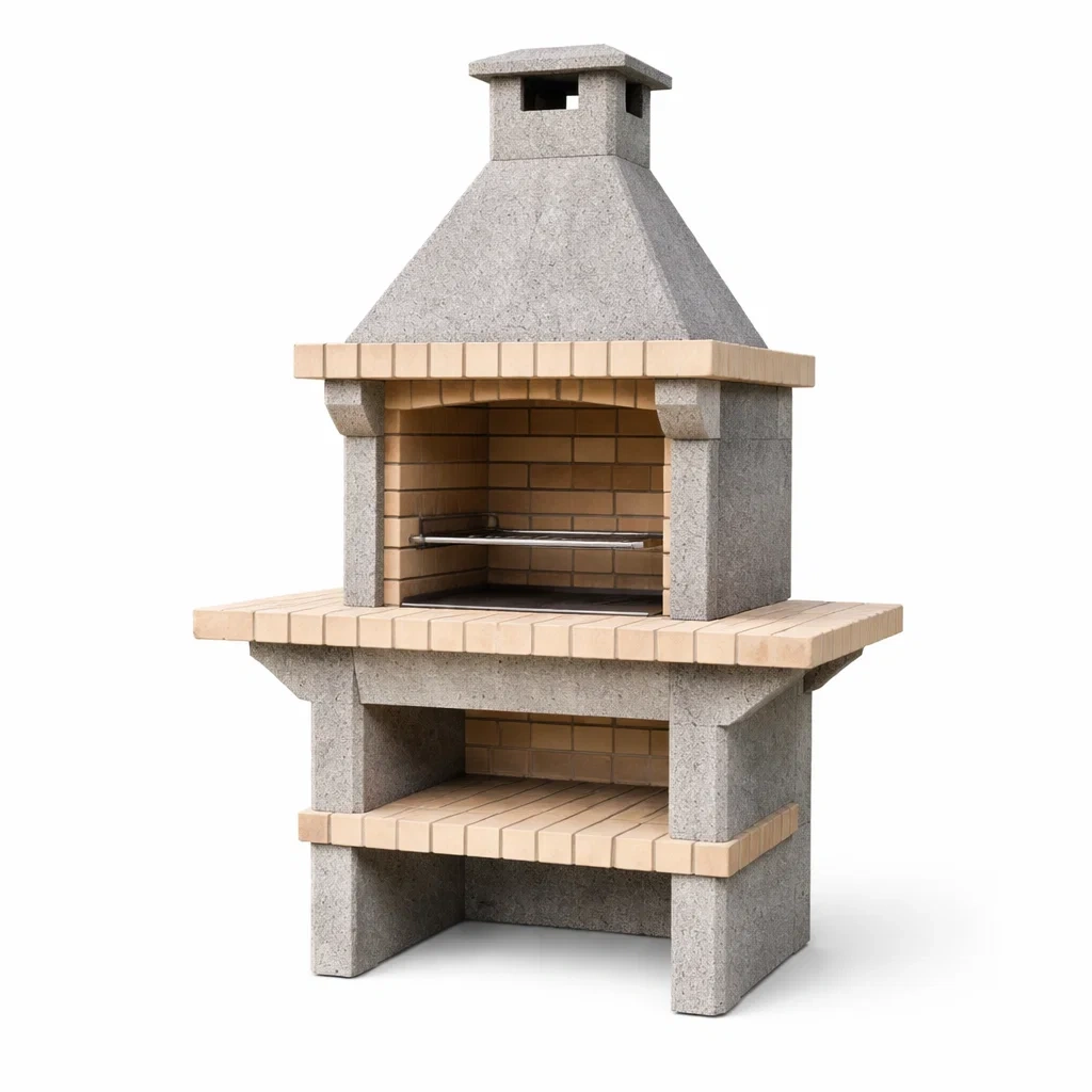 Barbecue en béton réfractaire avec cheminée-ZENNOOKSANCTUARY