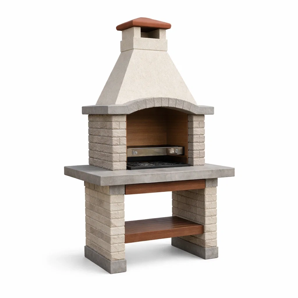 Barbecue en pierre reconstituée avec hotte-ZENNOOKSANCTUARY