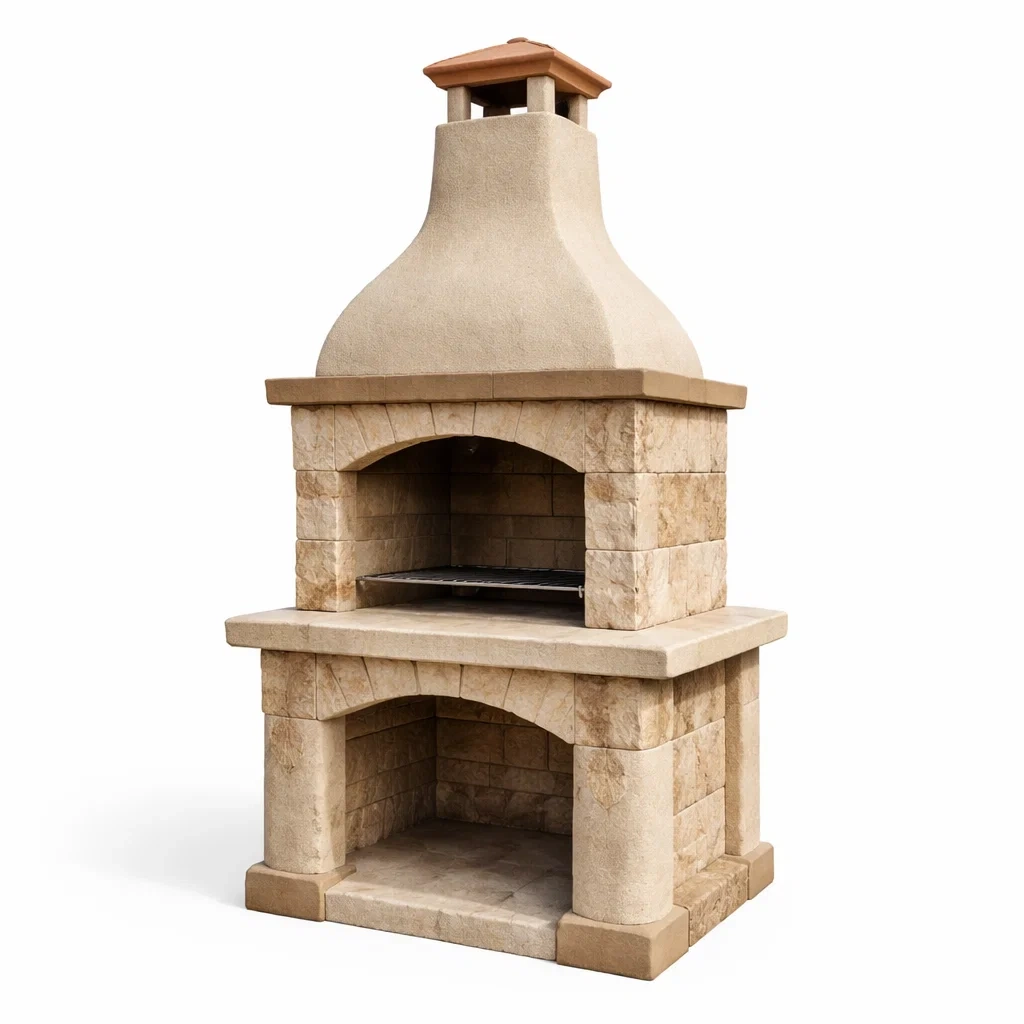 Barbecue extérieur en pierre avec cheminée-ZENNOOKSANCTUARY
