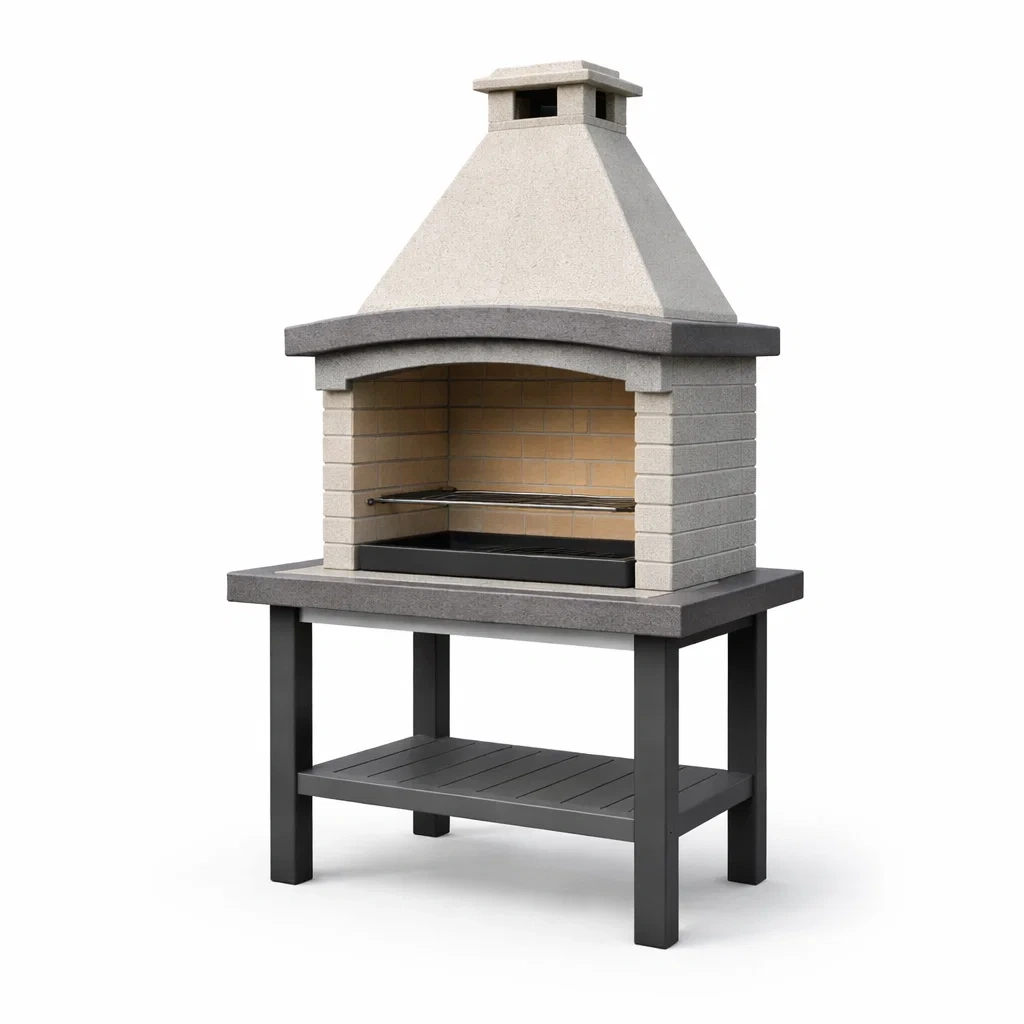 Barbecue en pierre réfractaire avec acier inoxydable-ZENNOOKSANCTUARY