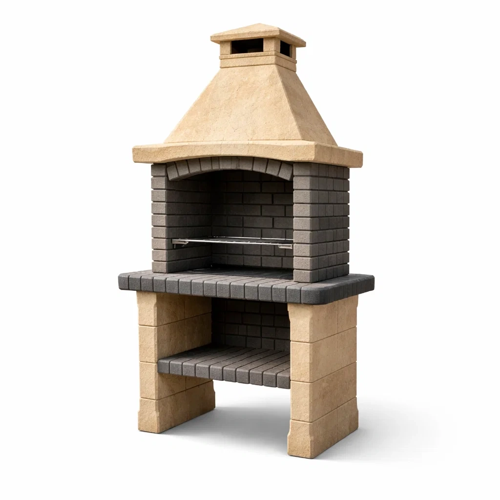 Barbecue extérieur en béton avec grille en acier inoxydable-ZENNOOKSANCTUARY