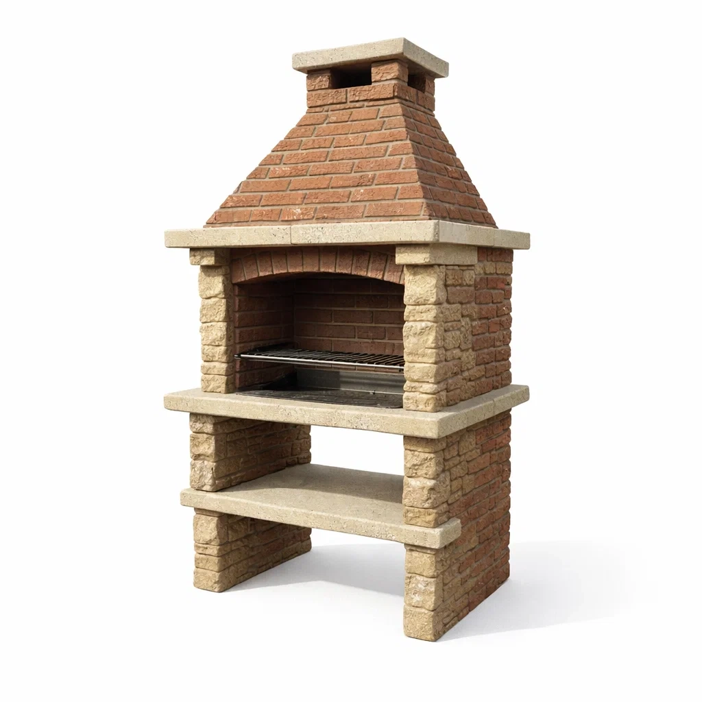 Barbecue Extérieur en Pierre Réfractaire et Acier Inoxydable-ZENNOOKSANCTUARY