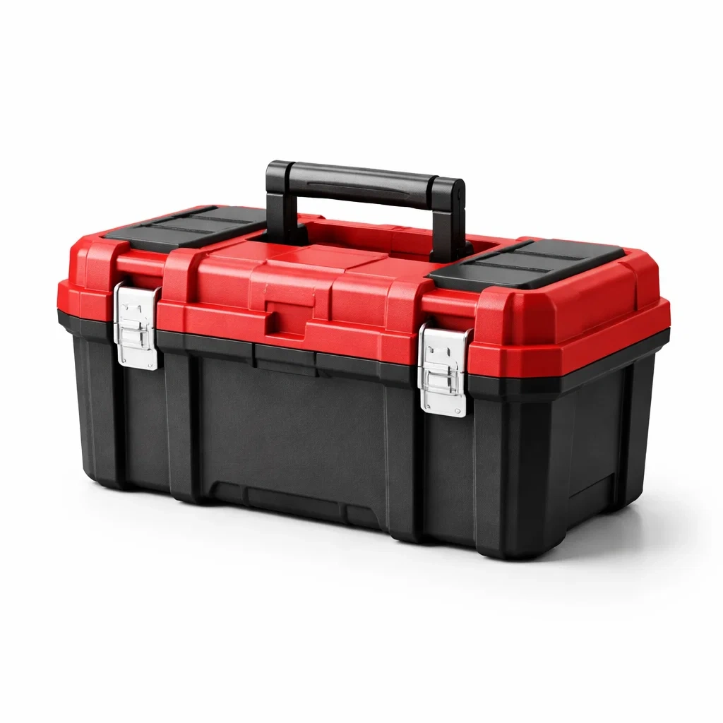 Boîte à outils en plastique noir et rouge avec poignées en métal 50x25x25 cm-ZENNOOKSANCTUARY
