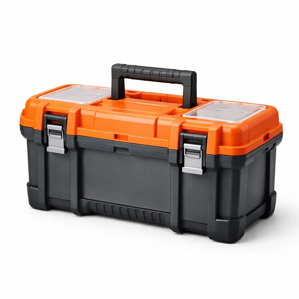 Boîte à outils en plastique orange et noir avec verrou en métal-ZENNOOKSANCTUARY