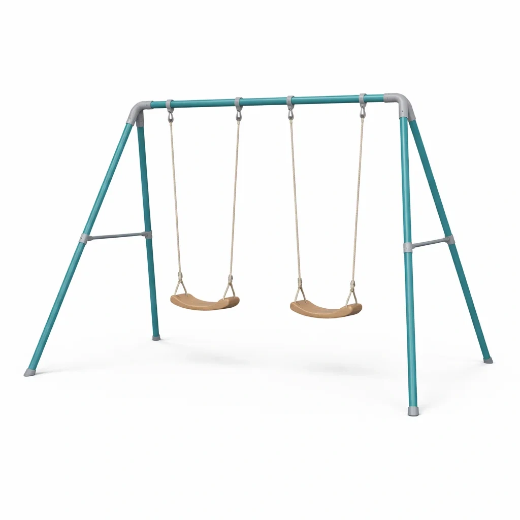 Balançoire double extérieure en métal et bois Turquoise-ZENNOOKSANCTUARY
