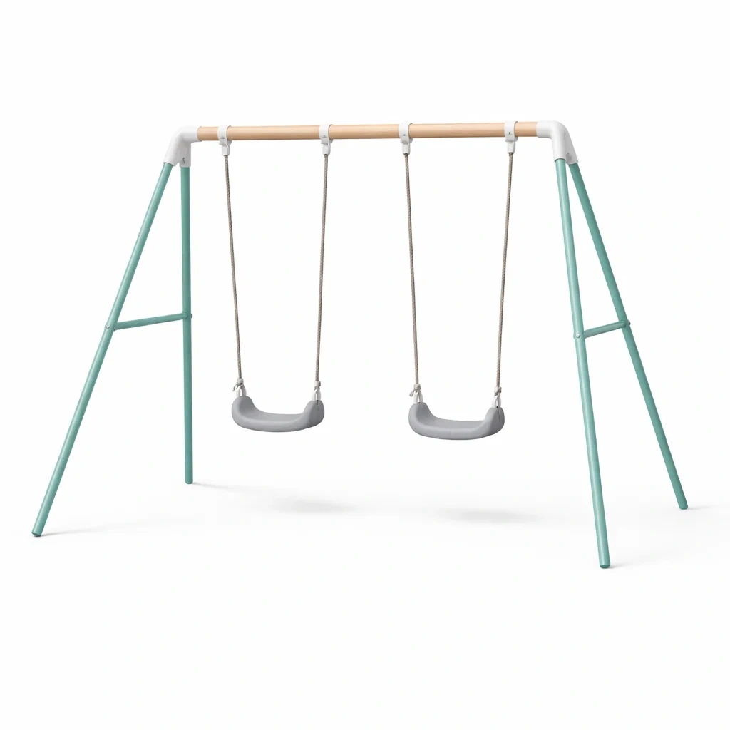 Double balançoire extérieure pour enfants en métal et bois-ZENNOOKSANCTUARY