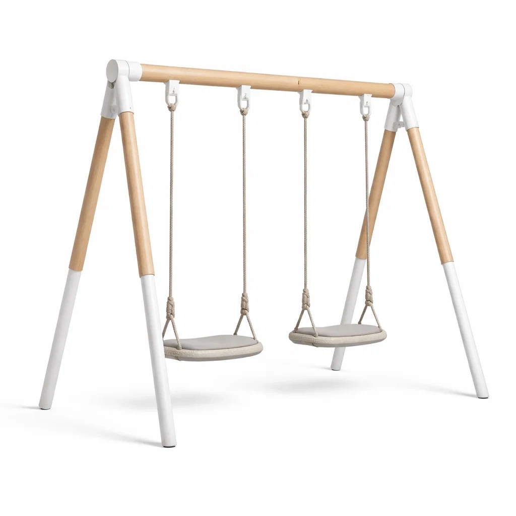 Balançoire double extérieure en bois et métal, 2 sièges, hauteur 180 cm-ZENNOOKSANCTUARY