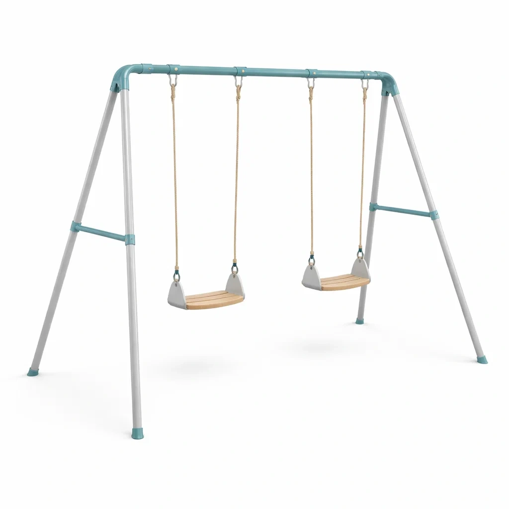 Balancelle Double en Métal et Bois - Hauteur 180 cm - Bleu et Bois-ZENNOOKSANCTUARY
