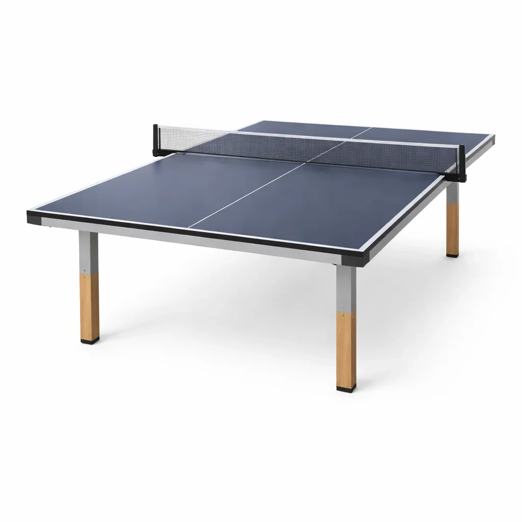 Table de Ping-Pong Extérieure en Aluminium et Bois Massif - Bleu-ZENNOOKSANCTUARY