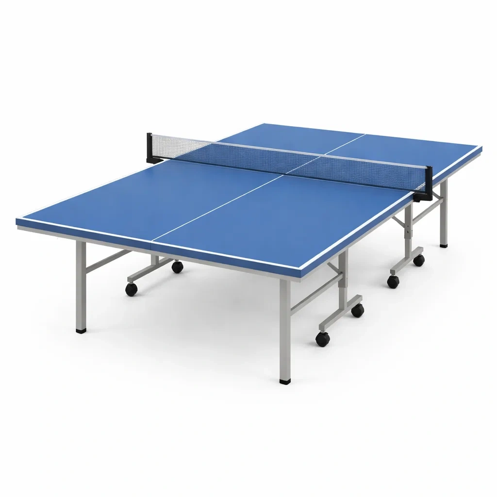 Table de Ping-Pong Pliante en MDF avec Roues Bleu-ZENNOOKSANCTUARY