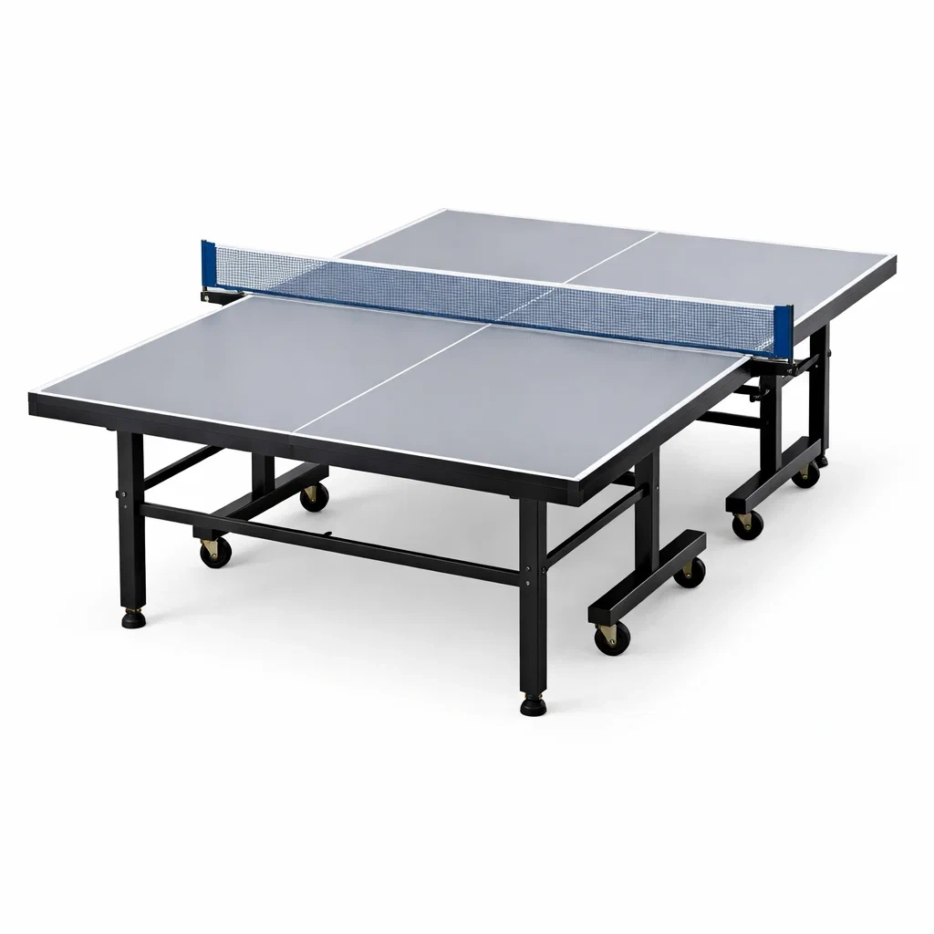 Table de Ping-Pong Pliable en Métal avec Roulettes Gris/Noir-ZENNOOKSANCTUARY