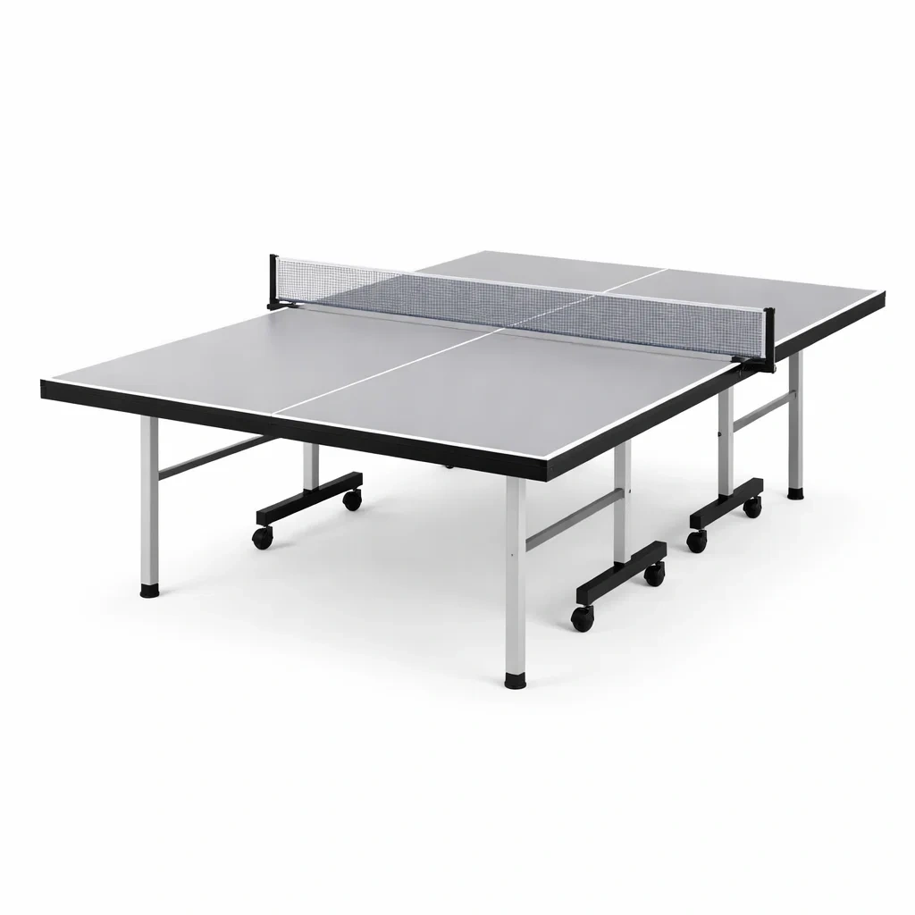 Table de Ping-Pong Pliante en Métal et MDF avec Roues - Gris-ZENNOOKSANCTUARY