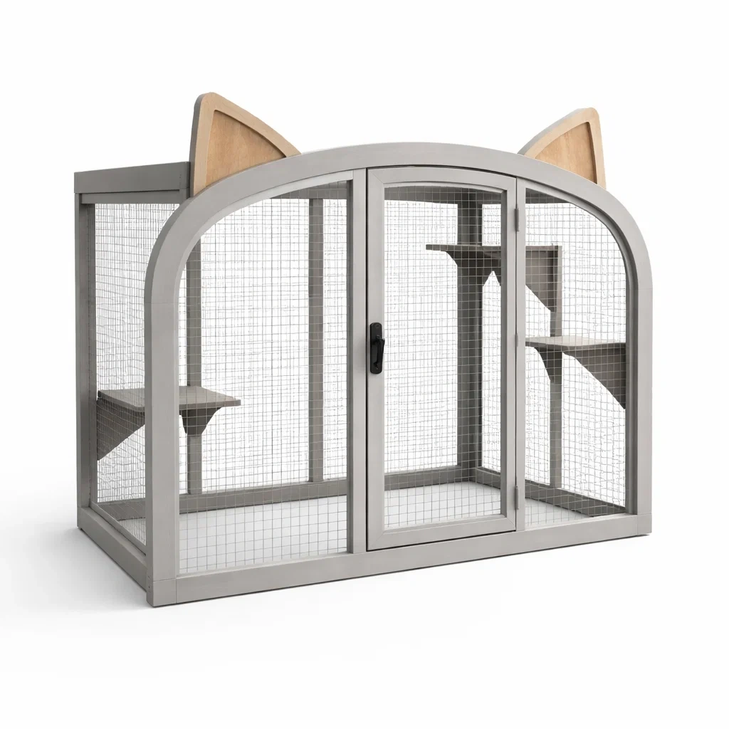 Enclos pour animaux en métal et bois Gris-ZENNOOKSANCTUARY