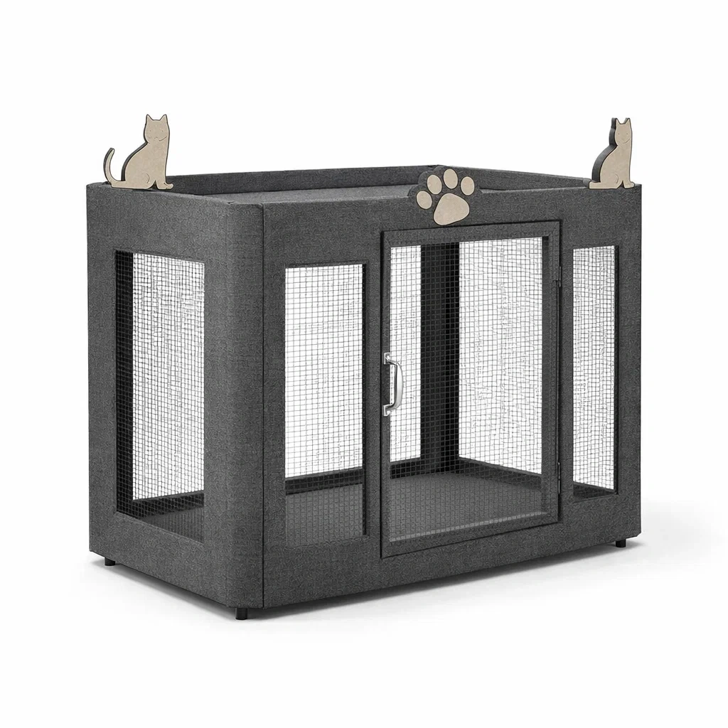 Cage en bois et métal pour chat-ZENNOOKSANCTUARY