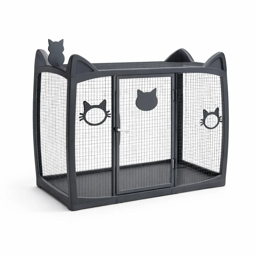 Enclos pour chats en métal et plastique noir-ZENNOOKSANCTUARY