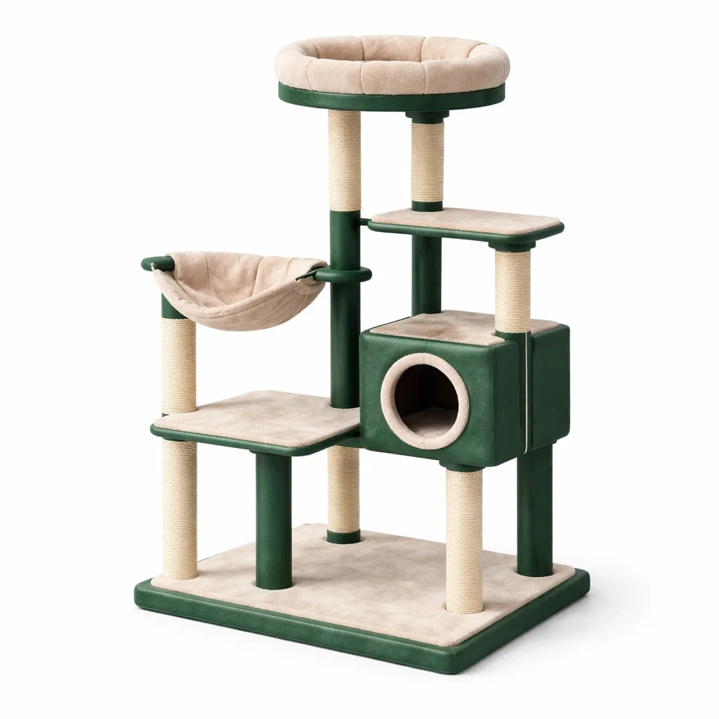 Arbre à chat en bois avec sisal et plateformes 60x45x110cm-ZENNOOKSANCTUARY