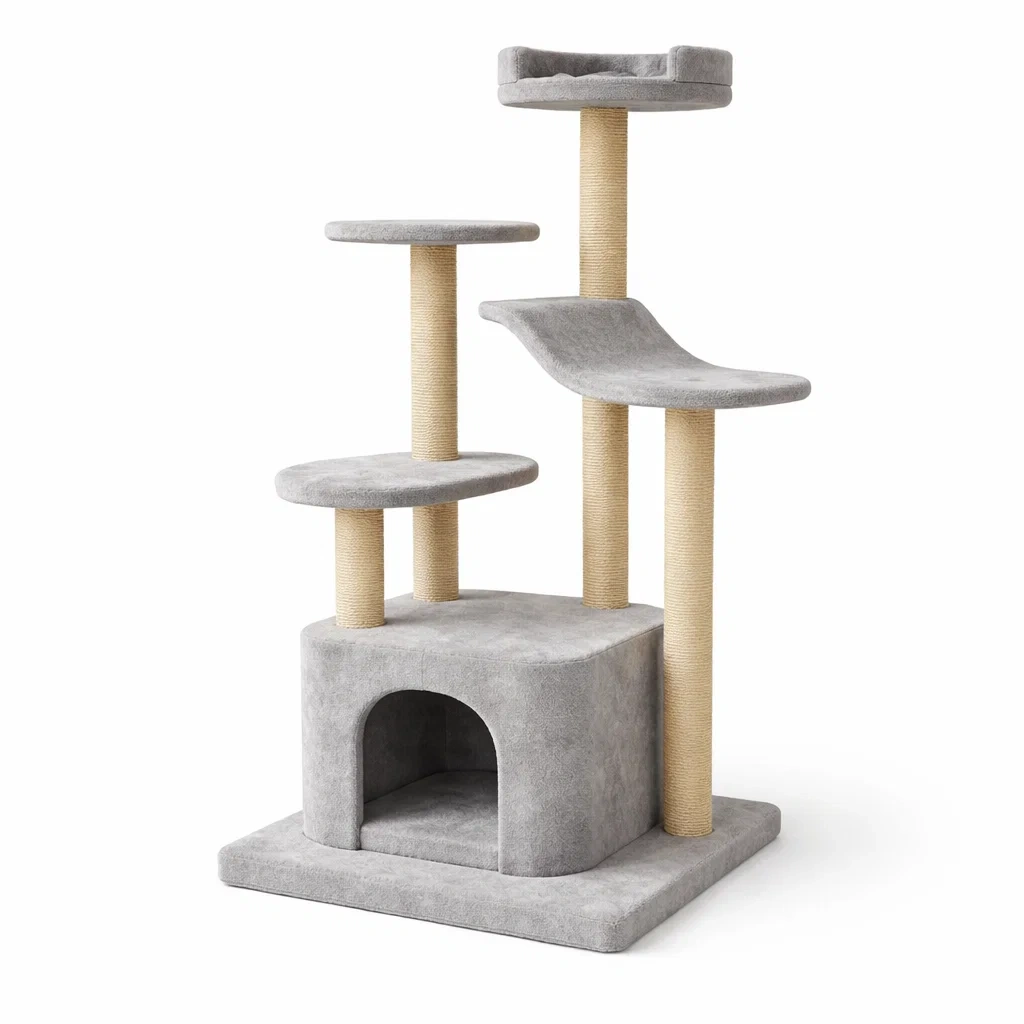 Arbre à chat avec plateformes et sisal Gris-ZENNOOKSANCTUARY