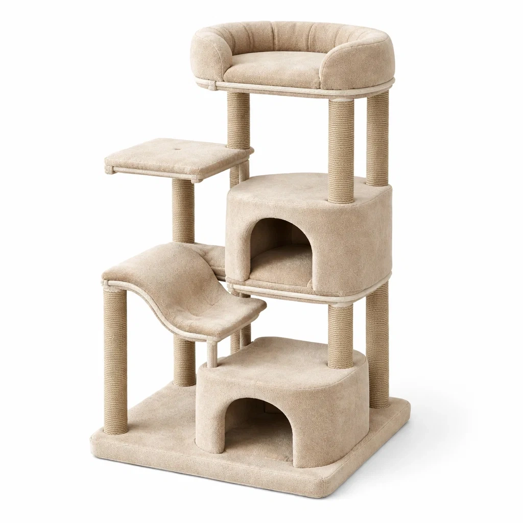 Arbre à chat en bois et sisal Beige 60x40x120 cm-ZENNOOKSANCTUARY