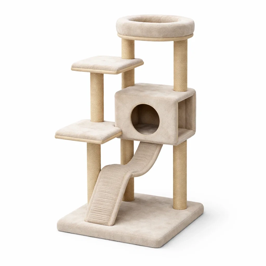 Arbre à chat en bois et sisal Beige 140 cm-ZENNOOKSANCTUARY