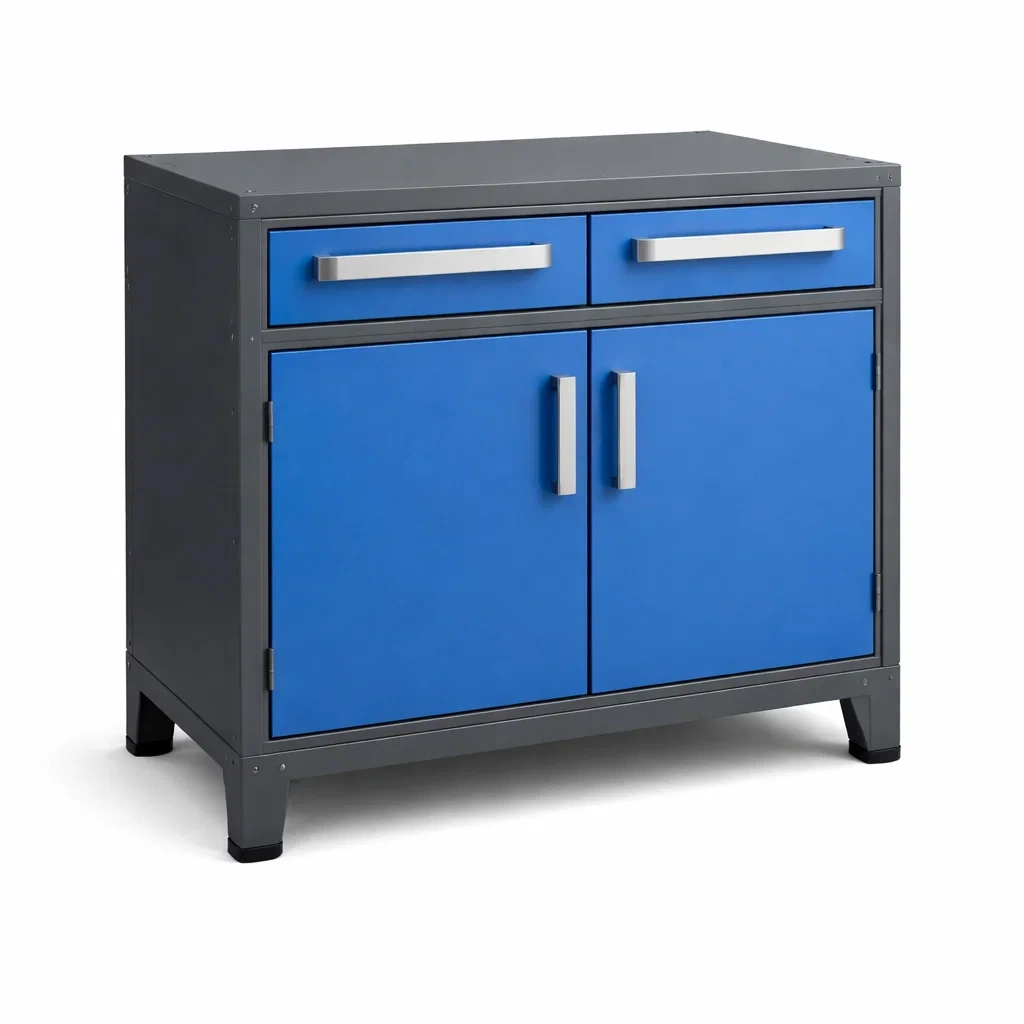 Armoire de rangement en métal avec portes bleues-ZENNOOKSANCTUARY