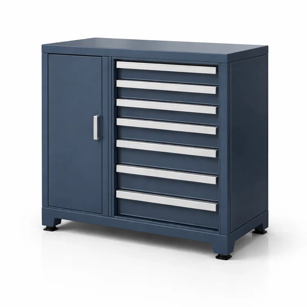 Armoire de stockage en métal bleu avec tiroirs-ZENNOOKSANCTUARY
